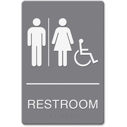 Ada Sign, Restroom/wheelchair Accessible Tactile Symbol, Molded Plastic, 6 X 9
