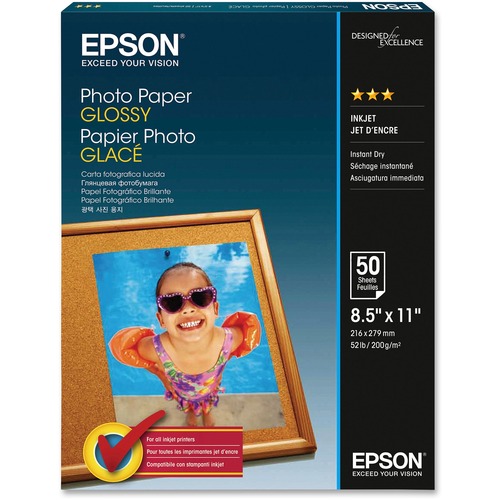 Glossy Photo Paper, 52 Lbs., Glossy, 8-1/2 X 11, 50 Sheets/pack