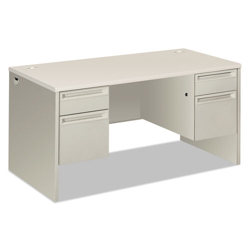 38000 Series Double Pedestal Desk, 60" Wide, Silver Mesh/light Gray