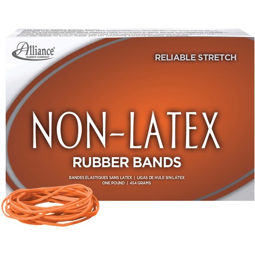 Non-Latex Rubber Bands, Sz. 19, Orange, 3-1/2 X 1/16, 1440 Bands/1lb Box