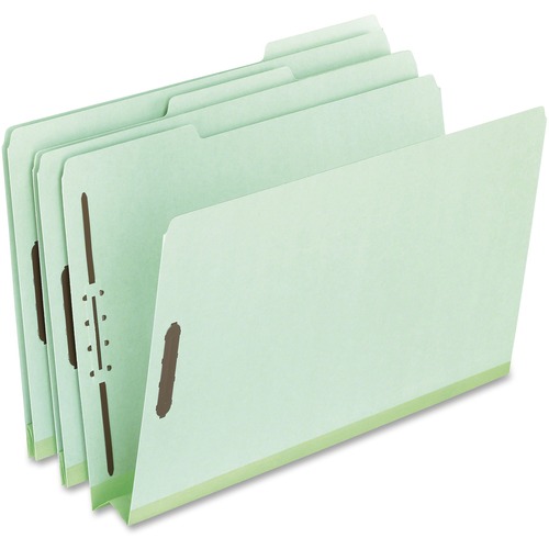 Pressboard Folders, 2 Fasteners, 2" Expansion, 1/3 Tab, Letter, Green, 25/box