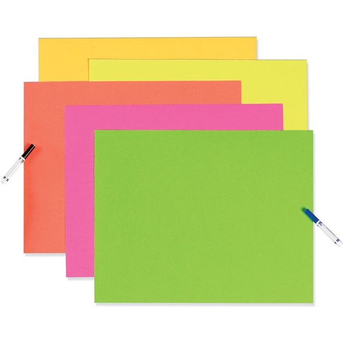 Neon Color Poster Board, 28 X 22, Green/orange/pink/red/yellow, 25/carton