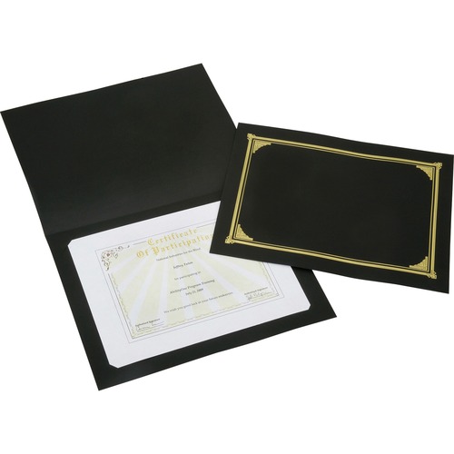 7510015195770, GOLD FOIL DOCUMENT COVER, 12 1/2 X 9 3/4, BLACK, 5/PACK