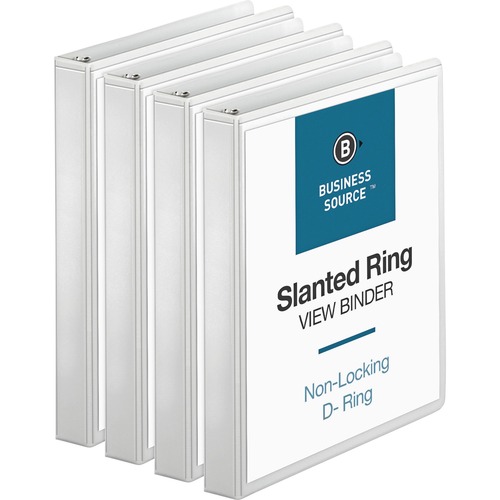 D-Ring Binders, w/Pockets, 1" Cap, 8-1/2"x11", 4/BD, White