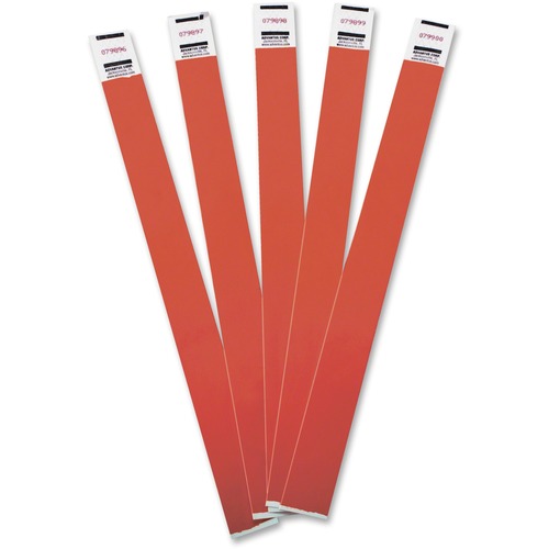 Crowd Management Wristbands, Sequentially Numbered, 10 X 3/4, Red, 100/pack