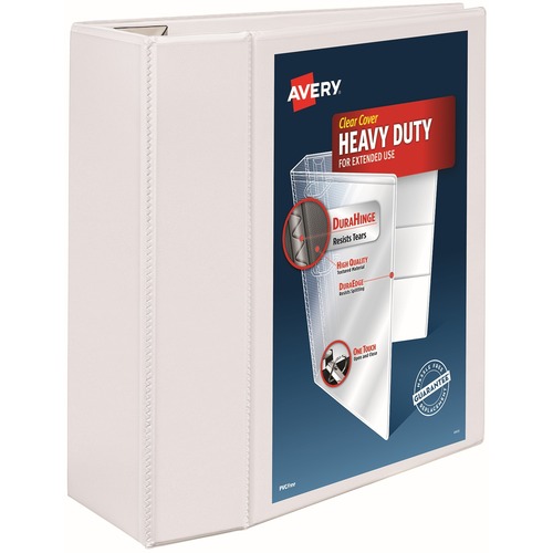 Heavy-Duty View Binder W/locking 1-Touch Ezd Rings, 5" Cap, White