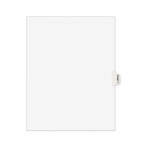 Avery-Style Preprinted Legal Side Tab Divider, Exhibit F, Letter, White, 25/pack