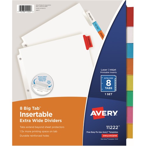 Insertable Big Tab Dividers, 8-Tab, 11 1/8 X 9 1/4