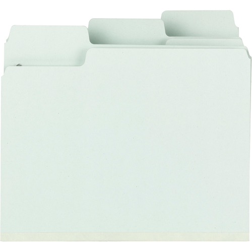 SUPERTAB FOLDERS W/SAFESHIELD FASTENERS, 1/3 TOP TAB, LETTER, GRAY/GREEN, 25/BX