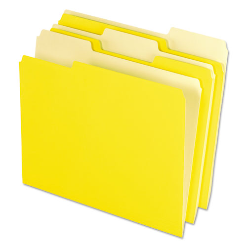Interior File Folders, 1/3 Cut Top Tab, Letter, Yellow, 100/box