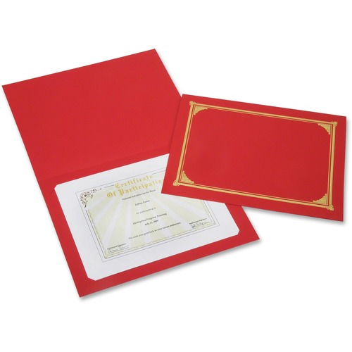 7510016272960, GOLD FOIL DOCUMENT COVER, 12 1/2 X 9 3/4, RED, 6/PACK