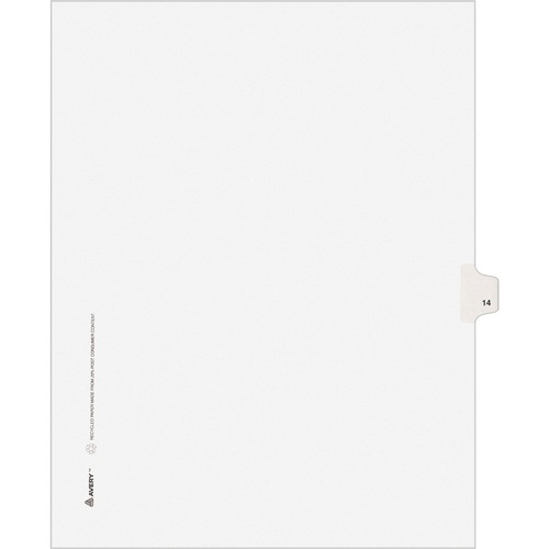 Avery-Style Legal Exhibit Side Tab Divider, Title: 14, Letter, White, 25/pack