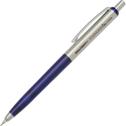 7520016558504, STAINLESS ELITE MECHANICAL PENCIL, 0.7 MM, BLUE, 3/PACK