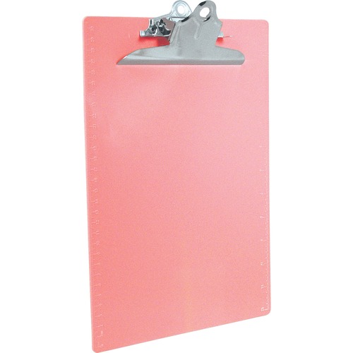 Recycled Plastic Clipboard With Ruler Edge, 1" Clip Cap, 8 1/2 X 12 Sheets, Pink