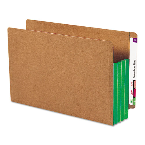 3 1/2" Exp File Pockets, Straight Tab, Legal, Green, 10/box