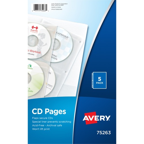 Two-Sided Cd Organizer Sheets For Three-Ring Binder, 5/pack