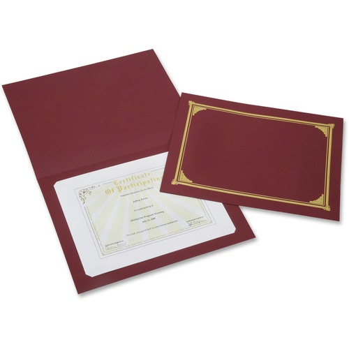 7510016272958, GOLD FOIL DOCUMENT COVER, 12 1/2 X 9 3/4, BURGUNDY, 6/PK