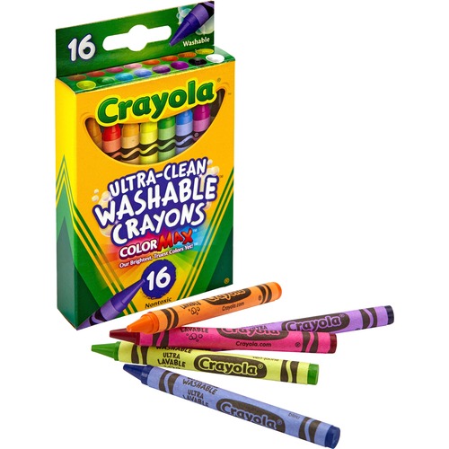 Ultra-Clean Washable Crayons, Regular, 8 Colors, 16/box