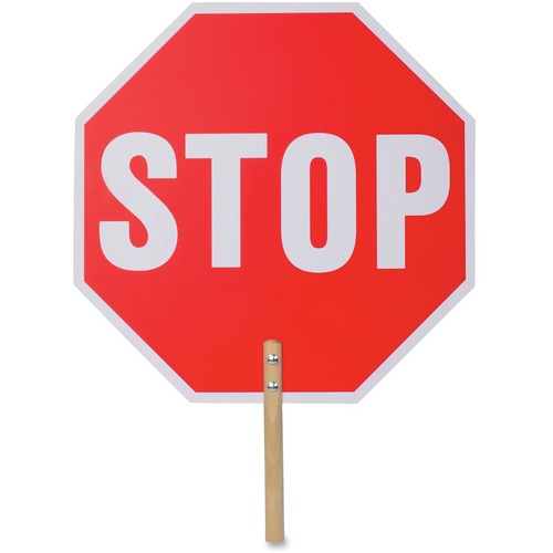 Handheld Stop Sign, 18"x.1/5"x18", White/Red