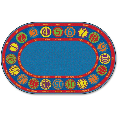 Number Circle Rug, Bilingual, 7'6x12', Multi