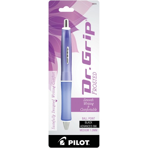 DR. GRIP FROSTED ADVANCED INK RETRACTABLE BALLPOINT, PURPLE BRL, BLACK INK, 1MM