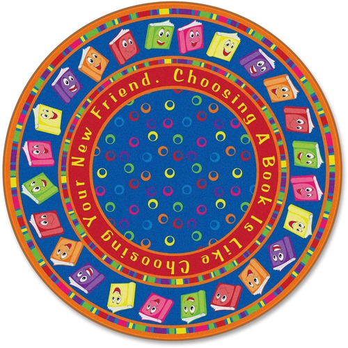 Circle Time Books Rug, Bright, 6', Round, Multi