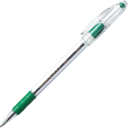 Ballpoint Pen, Medium Point, Green Ink/Clear Barrel