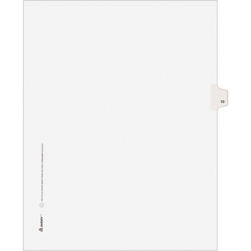 Avery-Style Legal Exhibit Side Tab Divider, Title: 10, Letter, White, 25/pack