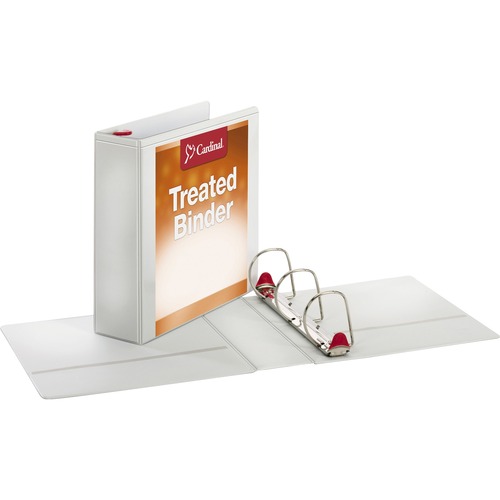 Treated Binder Clearvue Locking Slant-D Ring Binder, 3" Cap, 11 X 8 1/2, White