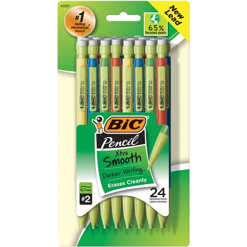 Mechanical Pencil, Recycled, Nonrefillable, .7mm, 24/PK,AST