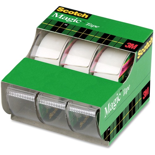 Magic Tape In Handheld Dispenser, 3/4" X 300", 1" Core, Clear, 3/pack