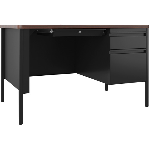 Desk, Right-Pedestal, 48"x30"x29-1/2", Walnut/Black