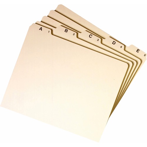 Recycled Top Tab File Guides, Alpha, 1/5 Tab, Manila, Letter, 25/set