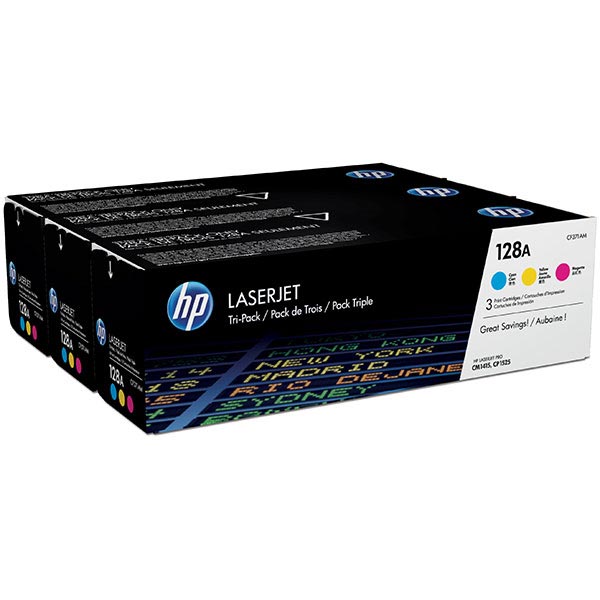 Hewlett-Packard  Toner Cartridge, HP128A, 1300 Page Yield, 3/BX, CY/MA/YW