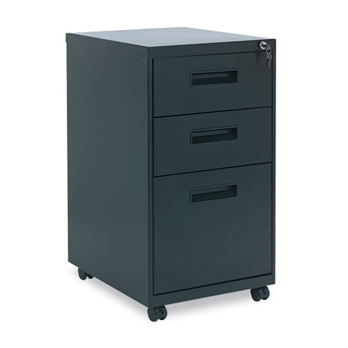 Three-Drawer Metal Pedestal File, 14 7/8w X 19-1/8d X 27-3/4h, Black