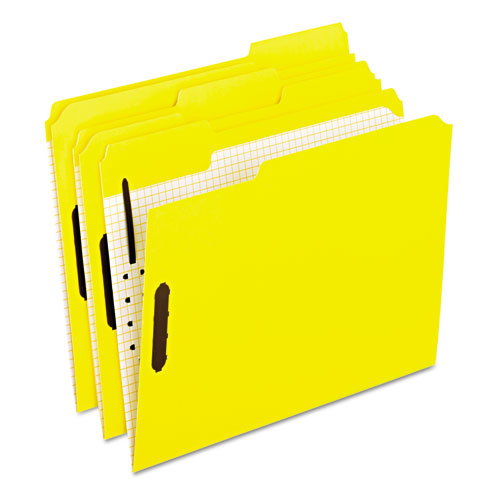 Colored Folders With Embossed Fasteners, 1/3 Cut, Letter, Yellow, 50/box