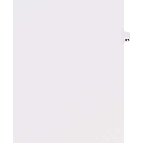 Dividers, "256", Side Tab, 8-1/2"x11", 25/PK, White