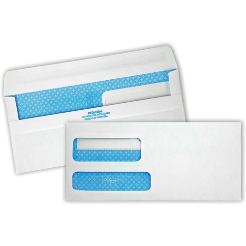 DOUBLE WINDOW REDI-SEAL SECURITY-TINTED ENVELOPE, #9, COMMERCIAL FLAP, REDI-SEAL CLOSURE, 3.88 X 8.88, WHITE, 500/BOX