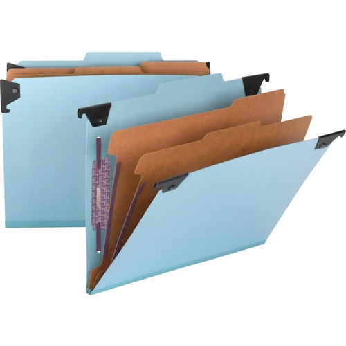 FASTAB HANGING CLASSIFICATION FOLDER, 2-DIVIDERS, PRESSBOARD/KRAFT, LETTER, BLUE