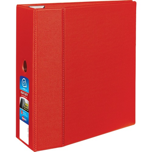 HEAVY-DUTY NON-VIEW BINDER WITH DURAHINGE AND LOCKING ONE TOUCH EZD RINGS, 3 RINGS, 5" CAPACITY, 11 X 8.5, RED