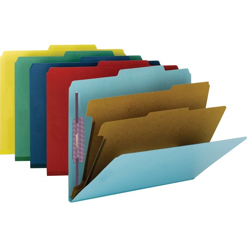 Pressboard Classification Folders, Letter, Six-Section, Assorted, 10/box