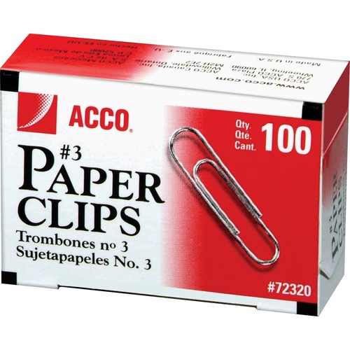 PAPER CLIPS, MEDIUM (NO. 3), SILVER, 1000/PACK