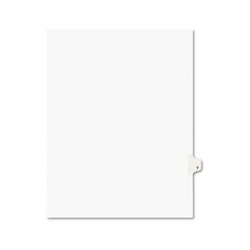 Avery-Style Legal Exhibit Side Tab Dividers, 1-Tab, Title T, Ltr, White, 25/pk