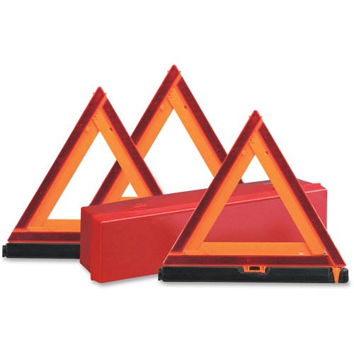 Emergency Warning Triangle Kit, w/3 Warnings, Orange/Red