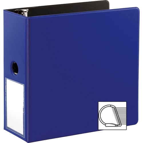 Binder w/Label Holder, Slanted D-Ring, 5" Cap, Navy