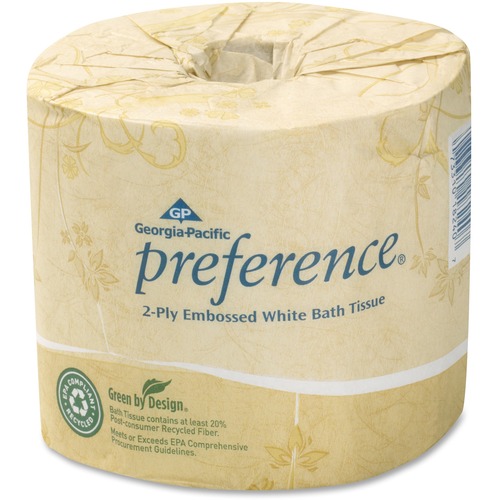 TWO-PLY EMBOSSED BATH TISSUE, DISPENSER BOX, SEPTIC SAFE, WHITE, 550 SHEETS/ROLL, 40 ROLLS/CARTON
