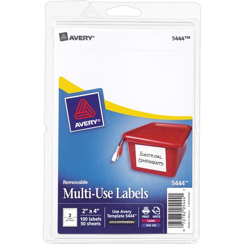 Removable Multi-Use Labels, 2 X 4, White, 100/pack