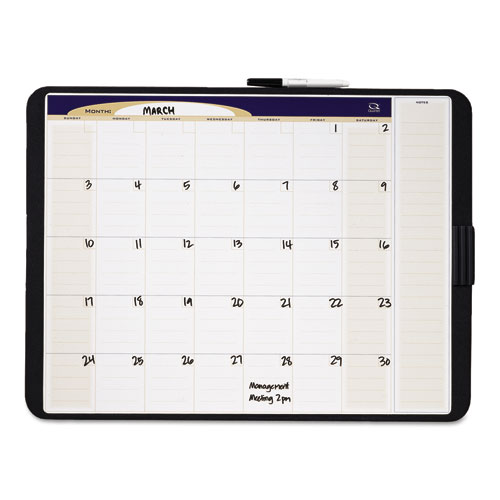 TACK AND WRITE MONTHLY CALENDAR BOARD, 23 X 17, WHITE SURFACE, BLACK FRAME
