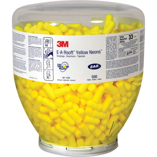 Classic Earplugs, Uncorded, NRR: 33, 1000/Bottle, Yellow