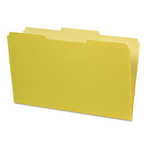 Interior File Folders, 1/3 Cut Top Tab, Legal, Yellow, 100/box